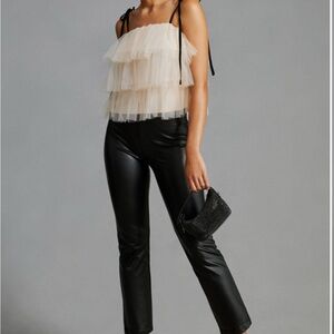 Sanctuary Carnaby Black Faux Leather Cropped Pants (small)